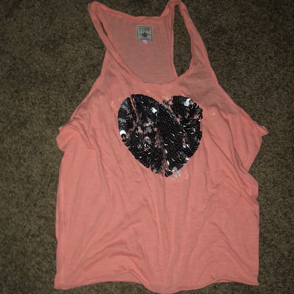 Pink Victoria’s Secret sequin heat tank top